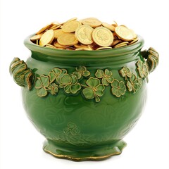 Overflowing Pot of Gold with Clover Embellishments - Saint Patrick's day