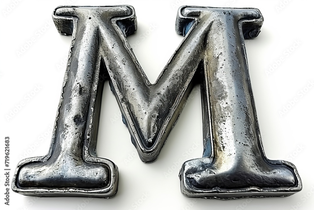 Poster bold uppercase letter m on a clean white background with copy space for text or design elements