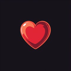 Red heart flat logo illustration isolated on black.