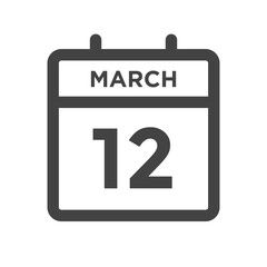 March 12 Calendar Day or Calender Date for Deadlines or Appointment - obrazy, fototapety, plakaty