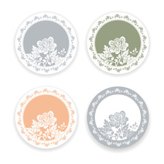 Round plate design, repeated ornament, dinnerware plate, floral round. Design for carpet, mat, logo - 719623843