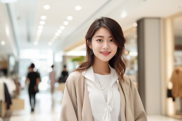 Portrait of a Japanese woman at a shopping mall