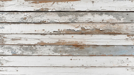 white horizontal wooden planks where the paint has flaked off or is damaged here and there.