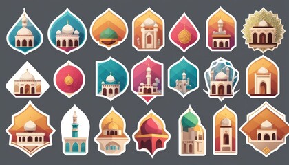 illustration of a set of icons mosque. icon set Ramadan or Ramadhan. icon set vector mosque. Ramadhan icons set promotion. benner. poster. Islamic. ikon masjid. 4k high quality. idea mosque Ramadan