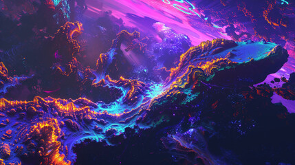 Dreamscapes Illuminated: A Continuity of Imagination in 3D Fractal Brilliance. Generative AI - obrazy, fototapety, plakaty