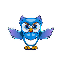 illustration of a cute, friendly, and charming owl character with spread wings.

