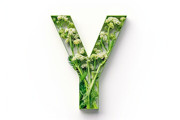 3d modern style isolated white background yarrow flower letter  y  in creative design
