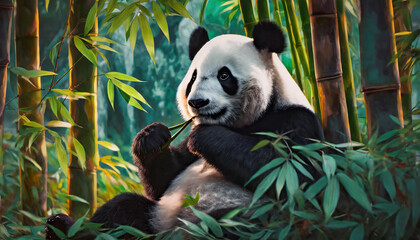 Cute animals chilling – panda forest
