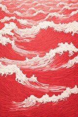 Minimal pen illustration sketch red & white drawing of an ocean
