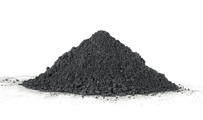 Pile of black clay powder isolated on a white background