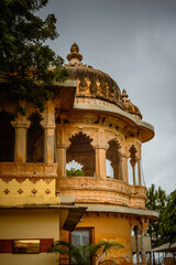 Exterior and landscape view of the royal lake palaces in Udaipur Rajasthan India