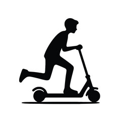 silhouette of a person on scooter