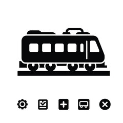 Train and Interface Icons Silhouette