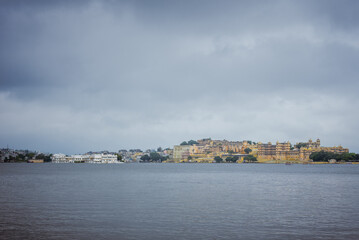 Building and Cityscape around Lake Pichola in Udaipur Rajasthan India 