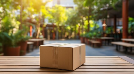 Efficient shopping delivery concept with parcel box at front door for hassle free service.