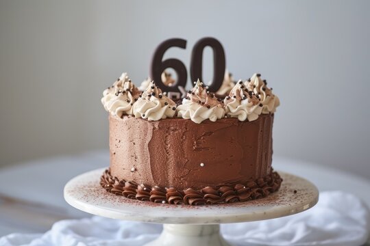 A high-quality chocolate cake for 60 year birthday or anniversary.
