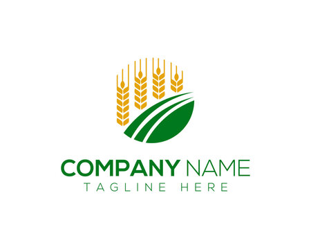 Wheat Farm Logo, Agricultural and Farming Company Logotype Vector Illustration.
