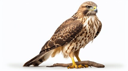 Obraz premium Hawk isolated on a clean white background, showcasing the regal and predatory beauty of this bird of prey