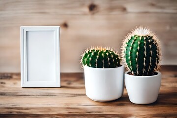 blank frame with cactus plant