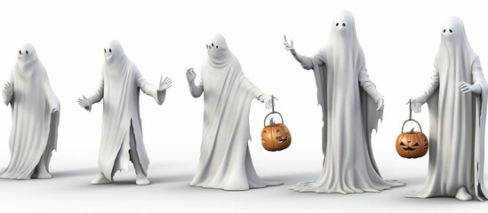 Set of ghost isolated on white background