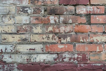 Textured weathered bricks on an old building