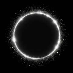Pearl starlight glitter circle of light shine sparkles and silver mist spark particles in circle frame