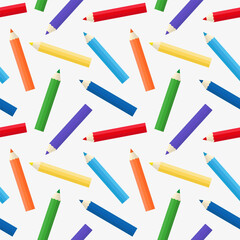 Colored pencils seamless pattern background. Flat vector illustration. Back to school concept.