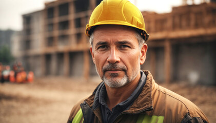 Fototapeta premium Face portrait of a construction worker