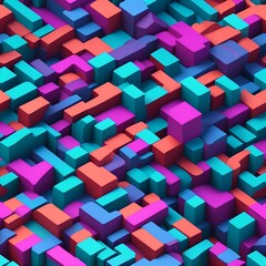 Colorful Cubes Pattern in Varied Hues. Generative AI.