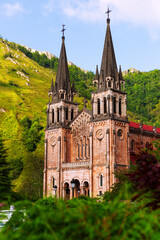 Picturesque view of impressive Covadonga monastery, Spain