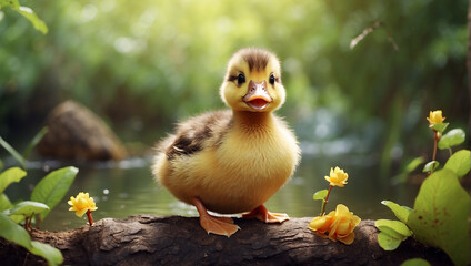 baby duck in a grass baby duck in a garden baby duck in a grass - Powered by Adobe
