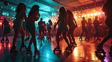 Retro Roller Rink: Old School Skaters Vibing to the Beat