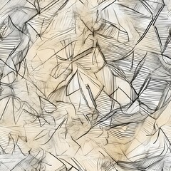 Seamless Black and White Drawing of Leaves. Generative AI.
