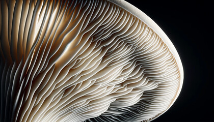 Close-up of mushroom gills - obrazy, fototapety, plakaty
