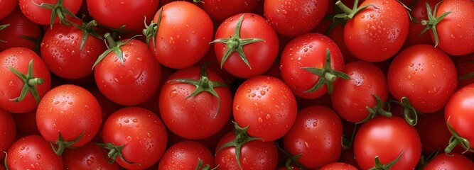 Large Group of Red Tomatoes With Water Droplets © FryArt Studio