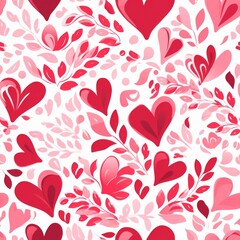 Bunch of Red Hearts on White Background