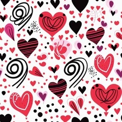 Numerous Red Heart Shapes Arranged on a White Background.