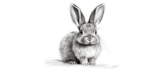 Rabbit sitting sketch engraving hand drawn