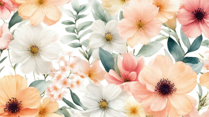 Obraz premium Bouquet of colorful watercolor flowers. Wedding card design. Generative ai