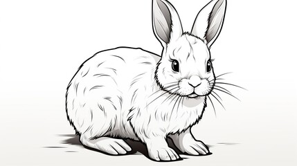 Cute Rabbit Illustration, Hand drawn Style,