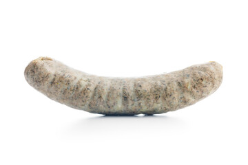 White pudding sausage. Pork product isolated on white background.