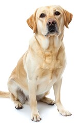 Dog Sitting on White Background, Looking at Camera