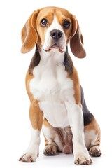 Brown and White Dog Sitting on White Floor