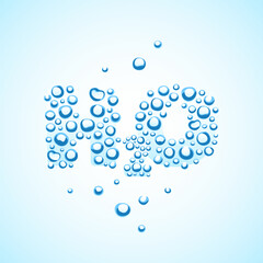 Air bubbles H2O shaped underwater. Chemical formula of water. Vector illustration