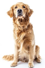 Golden Retriever Dog Sitting and Gazing at the Camera