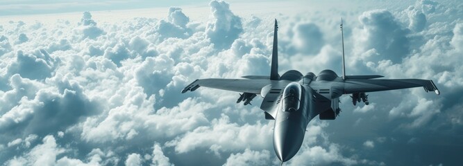 Fighter Jet Flying Through Cloudy Sky