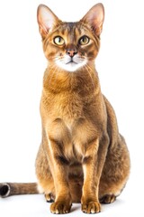 Fototapeta premium Brown Cat Sitting on White Floor