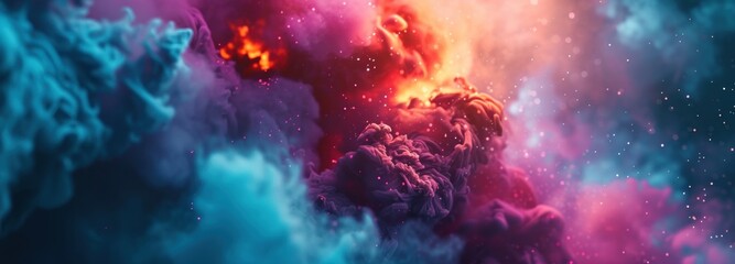 Obraz na płótnie Canvas Colorful Cloud Filled With Smoke and Stars