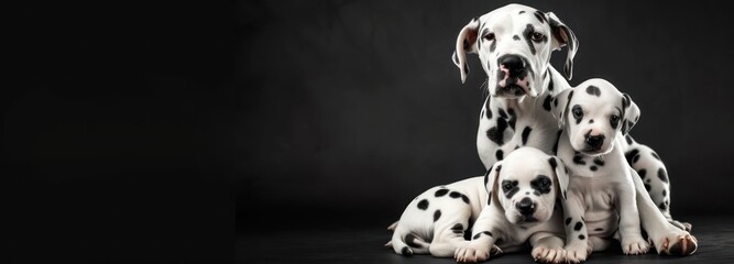 Group of Dalmatian Puppies Sitting on Top of Each Other