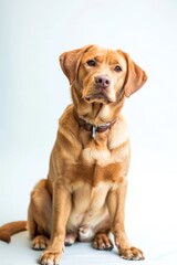 Obraz premium Brown Dog Sitting on White Floor